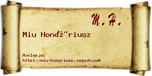 Miu Honóriusz névjegykártya